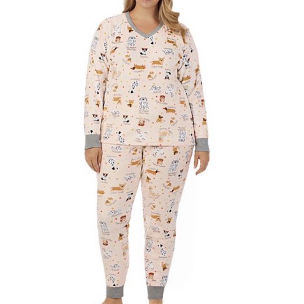 NEW CUDDLDUDS PAJAMA SET DOG PRINT WOMENS PLUS SIZES